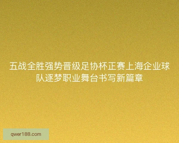 五战全胜强势晋级足协杯正赛上海企业球队逐梦职业舞台书写新篇章